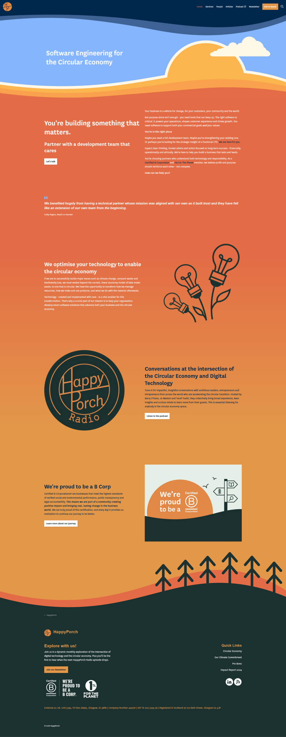 Figma mockup of footer design featuring a hill graphic